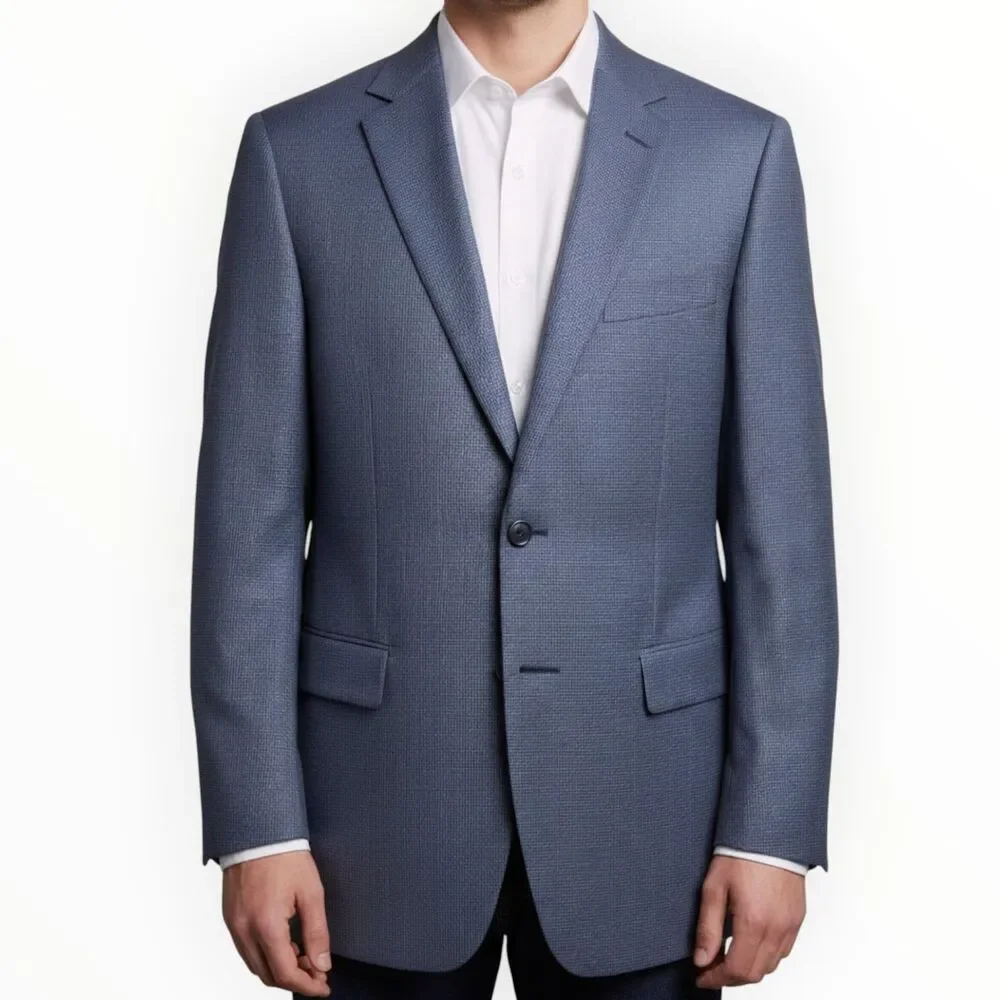 Joseph Abboud Mens Blazer 46R Italian Wool Sport Coat Two Button Jacket Blue